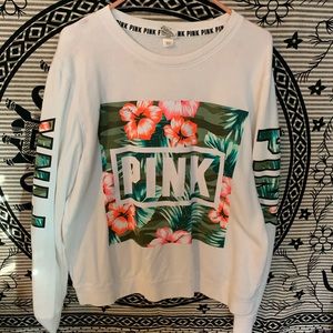Pink Victoria secret sweater floral size lg